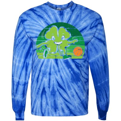 Shamrock Playing Basketball St Patricks Day Cute Gift Tie-Dye Long Sleeve Shirt