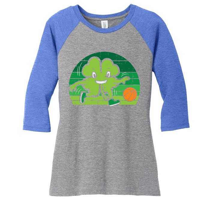 Shamrock Playing Basketball St Patricks Day Cute Gift Women's Tri-Blend 3/4-Sleeve Raglan Shirt