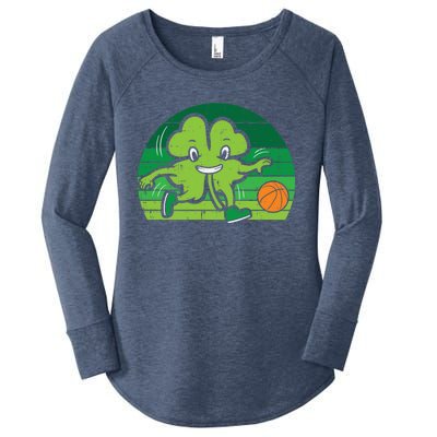 Shamrock Playing Basketball St Patricks Day Cute Gift Women's Perfect Tri Tunic Long Sleeve Shirt