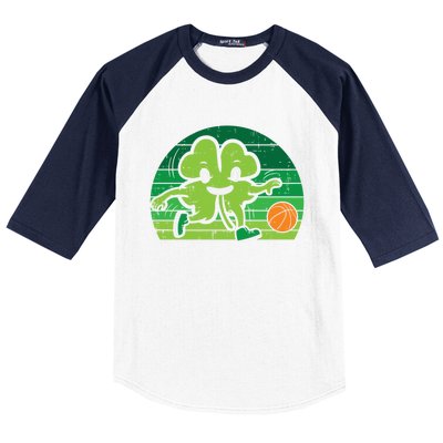 Shamrock Playing Basketball St Patricks Day Cute Gift Baseball Sleeve Shirt