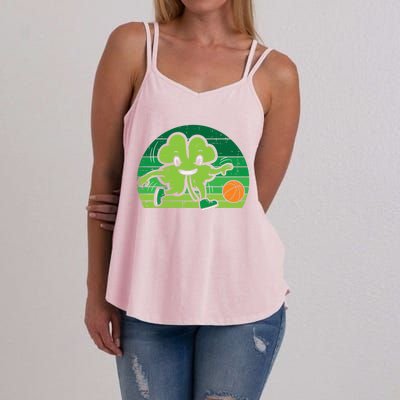 Shamrock Playing Basketball St Patricks Day Cute Gift Women's Strappy Tank