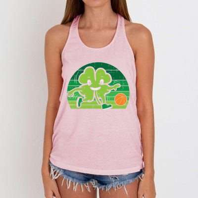 Shamrock Playing Basketball St Patricks Day Cute Gift Women's Knotted Racerback Tank