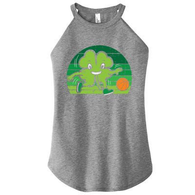 Shamrock Playing Basketball St Patricks Day Cute Gift Women's Perfect Tri Rocker Tank