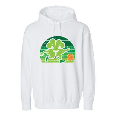 Shamrock Playing Basketball St Patricks Day Cute Gift Garment-Dyed Fleece Hoodie