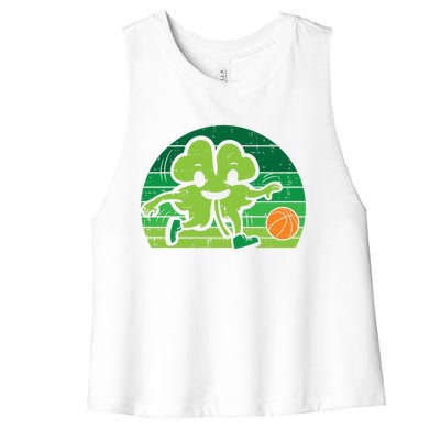 Shamrock Playing Basketball St Patricks Day Cute Gift Women's Racerback Cropped Tank