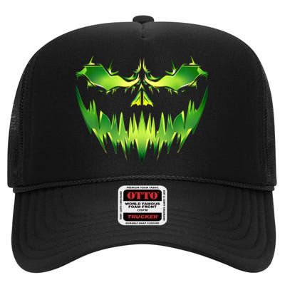 Scary Pumpkin Costume Funny Halloween High Crown Mesh Back Trucker Hat