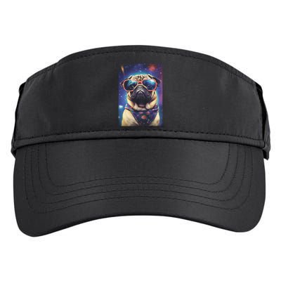 Space Pug Cool Dog Poster Adult Drive Performance Visor