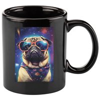 Space Pug Cool Dog Poster 11oz C Handle Ceramic Mug