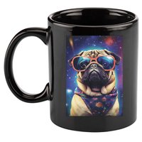 Space Pug Cool Dog Poster 11oz C Handle Ceramic Mug