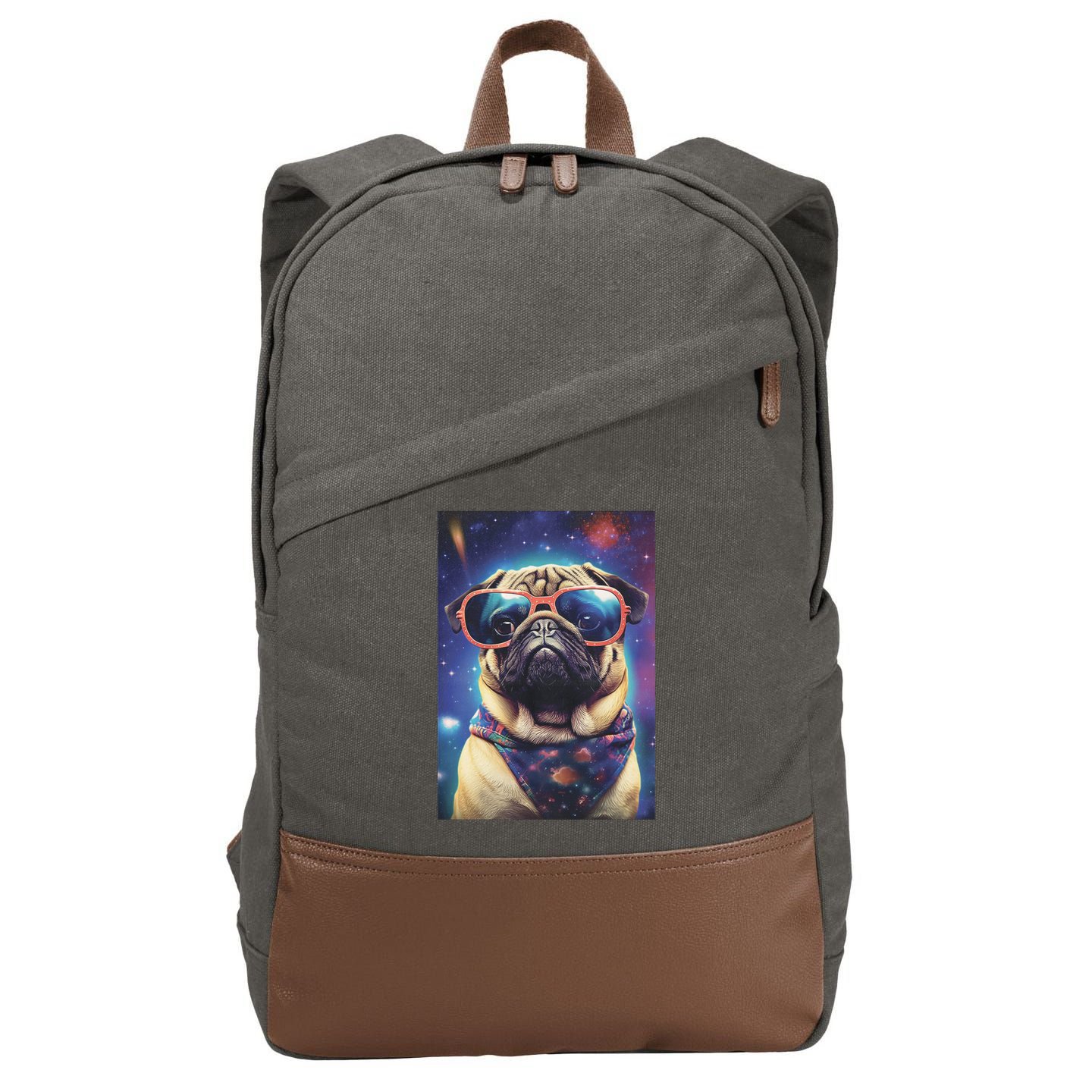 Space Pug Cool Dog Poster Cotton Canvas Backpack