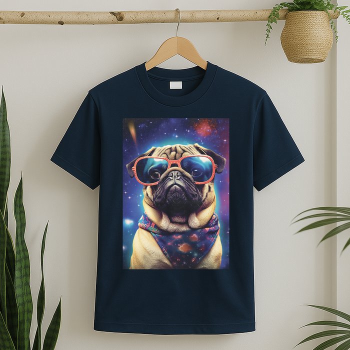 Space Pug Cool Dog Poster T-Shirt