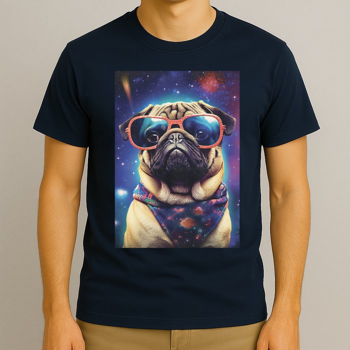 Space Pug Cool Dog Poster T-Shirt