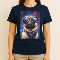 Space Pug Cool Dog Poster T-Shirt