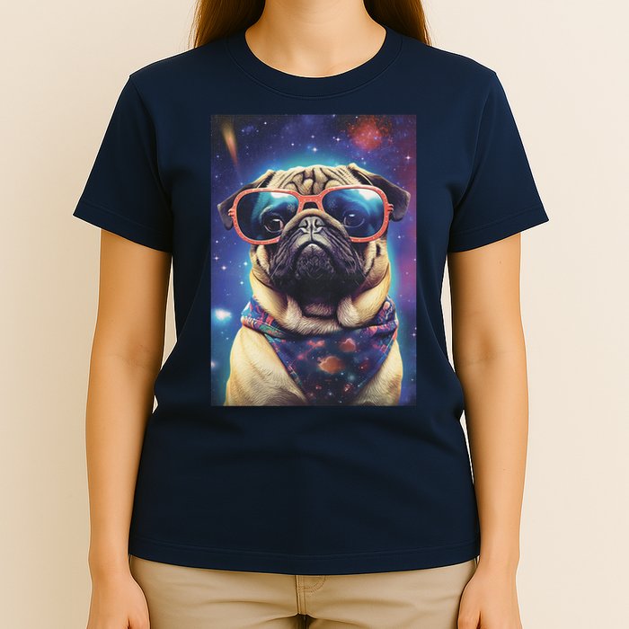 Space Pug Cool Dog Poster T-Shirt