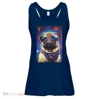 Space Pug Cool Dog Poster Ladies Essential Flowy Tank