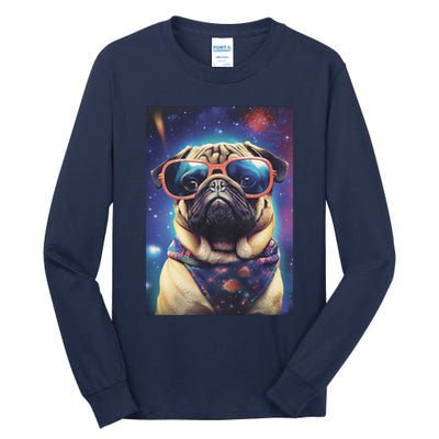 Space Pug Cool Dog Poster Tall Long Sleeve T-Shirt