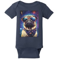 Space Pug Cool Dog Poster Baby Bodysuit