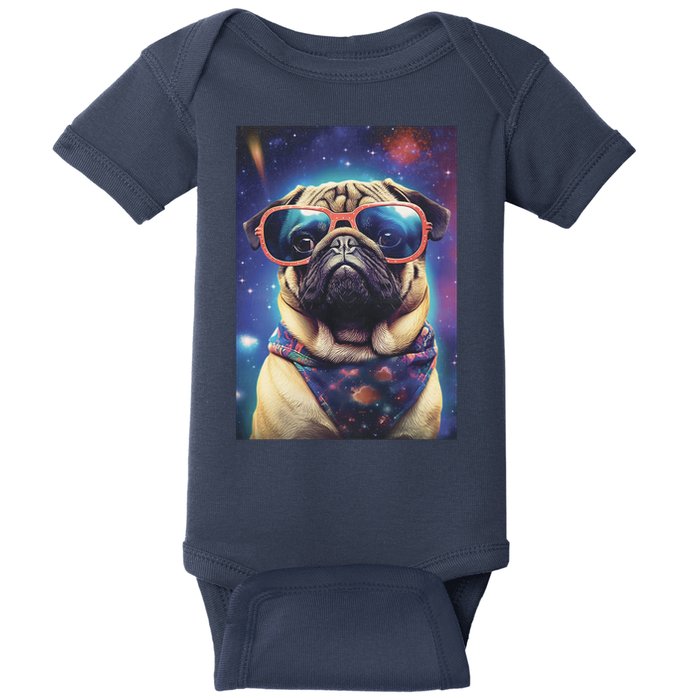 Space Pug Cool Dog Poster Baby Bodysuit
