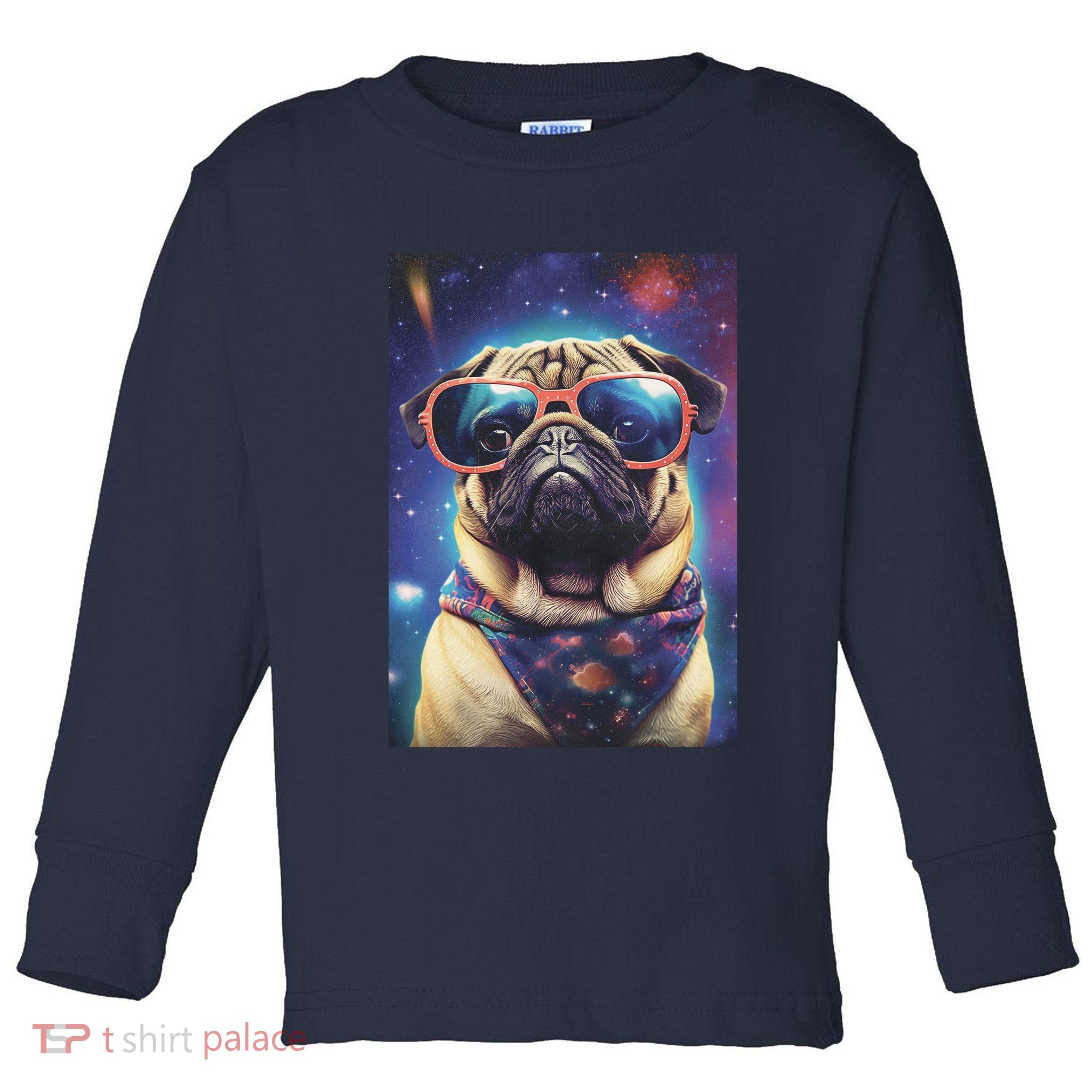 Space Pug Cool Dog Poster Toddler Long Sleeve Shirt