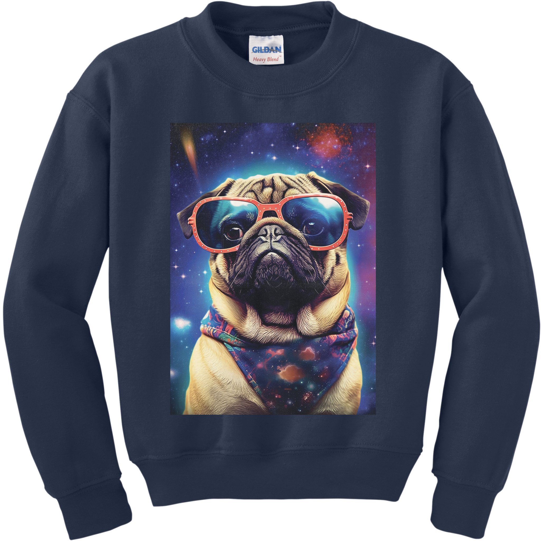 Space Pug Cool Dog Poster Kids Sweatshirt