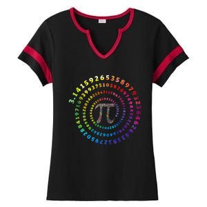 Spiral Pi Color Numbers Math Funny Pi Day Math Teacher Geek Ladies Halftime Notch Neck Tee