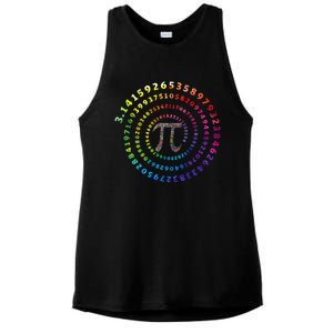 Spiral Pi Color Numbers Math Funny Pi Day Math Teacher Geek Ladies PosiCharge Tri-Blend Wicking Tank