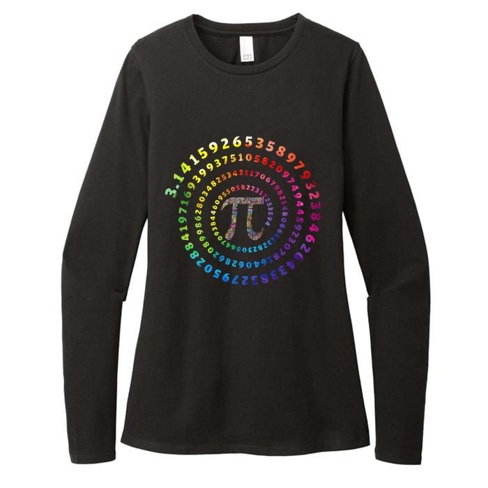 Spiral Pi Color Numbers Math Funny Pi Day Math Teacher Geek Womens CVC Long Sleeve Shirt