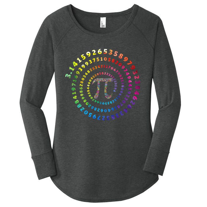 Spiral Pi Color Numbers Math Funny Pi Day Math Teacher Geek Women's Perfect Tri Tunic Long Sleeve Shirt