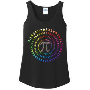 Spiral Pi Color Numbers Math Funny Pi Day Math Teacher Geek Ladies Essential Tank