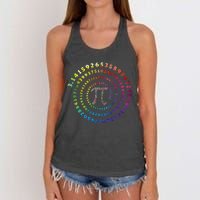 Spiral Pi Color Numbers Math Funny Pi Day Math Teacher Geek Women's Knotted Racerback Tank