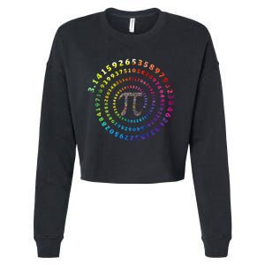 Spiral Pi Color Numbers Math Funny Pi Day Math Teacher Geek Cropped Pullover Crew