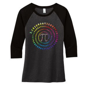 Spiral Pi Color Numbers Math Funny Pi Day Math Teacher Geek Women's Tri-Blend 3/4-Sleeve Raglan Shirt