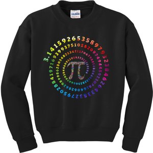 Spiral Pi Color Numbers Math Funny Pi Day Math Teacher Geek Kids Sweatshirt