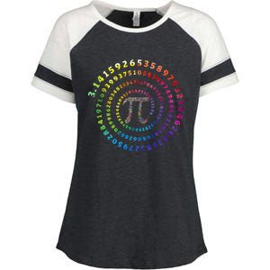 Spiral Pi Color Numbers Math Funny Pi Day Math Teacher Geek Enza Ladies Jersey Colorblock Tee