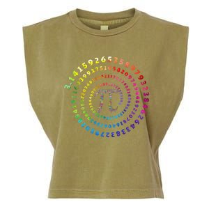 Spiral Pi Color Numbers Math Funny Pi Day Math Teacher Geek Garment-Dyed Women's Muscle Tee