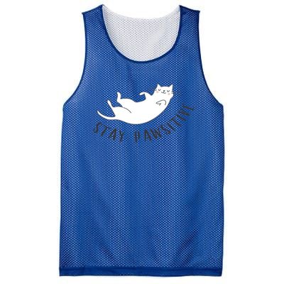 Stay Pawsitive Cat Illustration Great Gift Mesh Reversible Basketball Jersey Tank