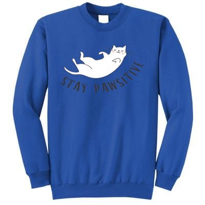 Stay Pawsitive Cat Illustration Great Gift Tall Sweatshirt