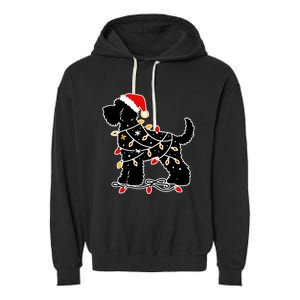 Santa Puppy Christmas Lights Garment-Dyed Fleece Hoodie