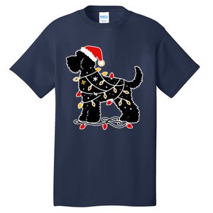 Santa Puppy Christmas Lights Tall T-Shirt