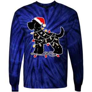 Santa Puppy Christmas Lights Tie-Dye Long Sleeve Shirt