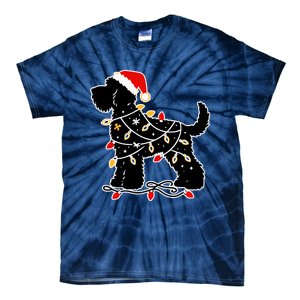 Santa Puppy Christmas Lights Tie-Dye T-Shirt