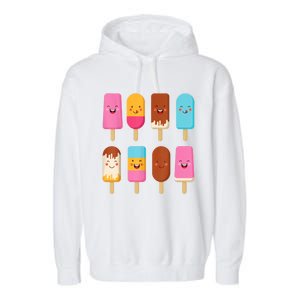 Summer Popsicles Creamsicles Ice Cream Bars With Cute Kawaii Garment-Dyed Fleece Hoodie