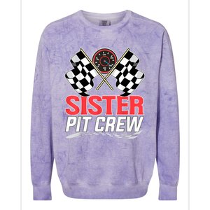 Sister Pit Crew Race Car Birthday Party Racing Family Colorblast Crewneck Sweatshirt