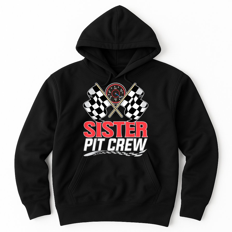 Sister Pit Crew Race Car Birthday Party Racing Family Hoodie