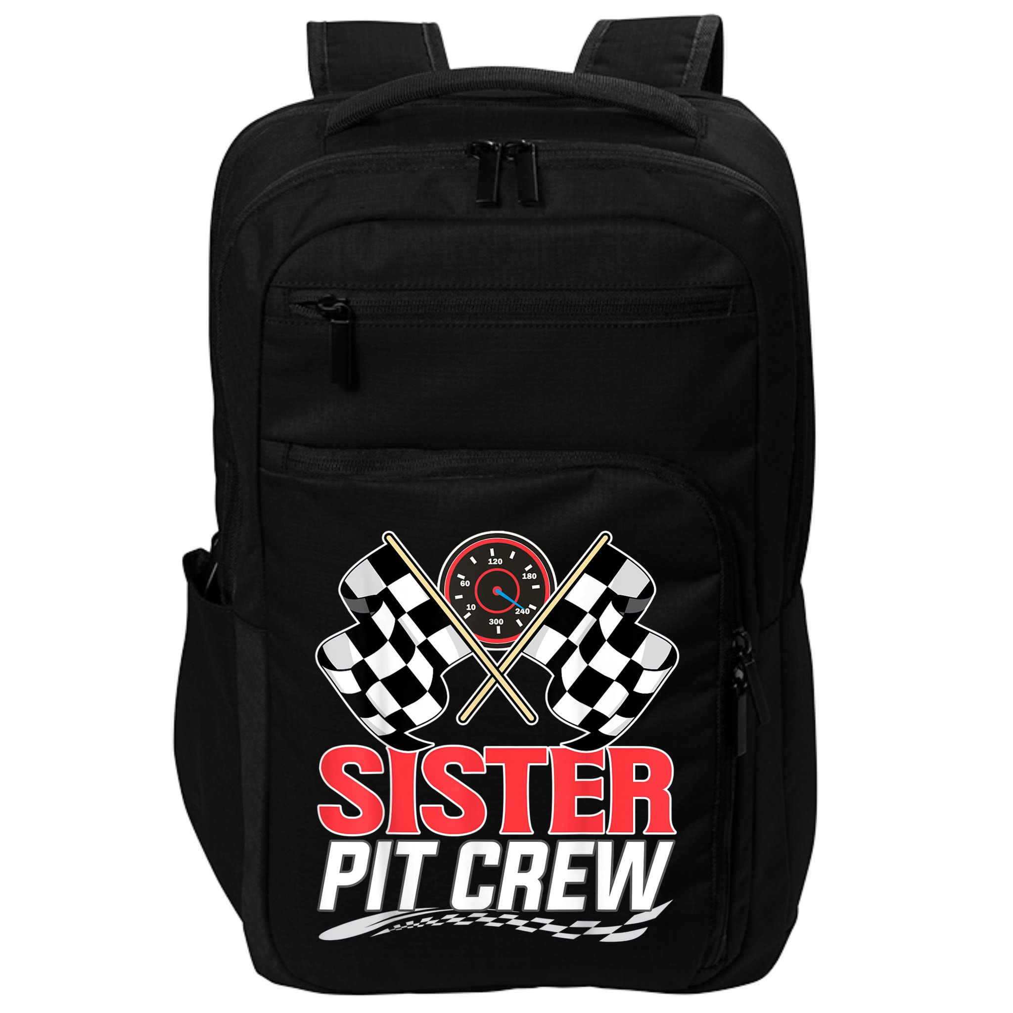 Sister Pit Crew Race Car Birthday Party Racing Family Impact Tech Backpack