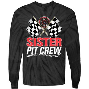 Sister Pit Crew Race Car Birthday Party Racing Family Tie-Dye Long Sleeve Shirt