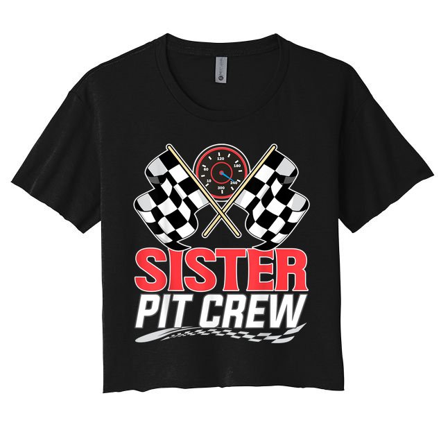 Sister Pit Crew Race Car Birthday Party Racing Family Crop Top