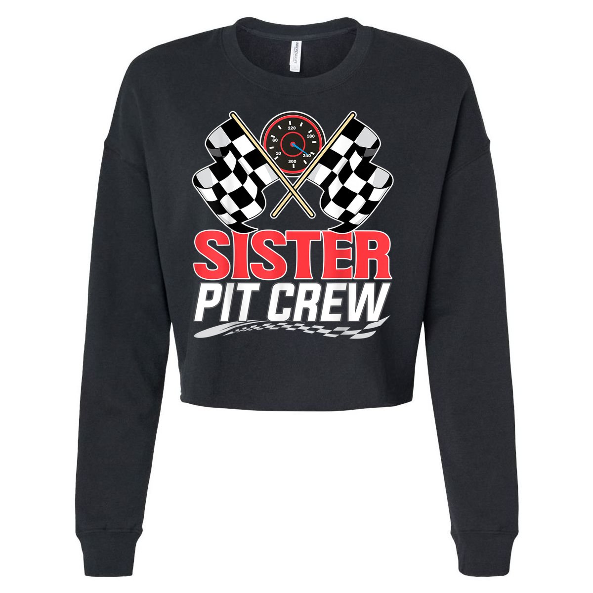 Sister Pit Crew Race Car Birthday Party Racing Family Cropped Pullover Crew