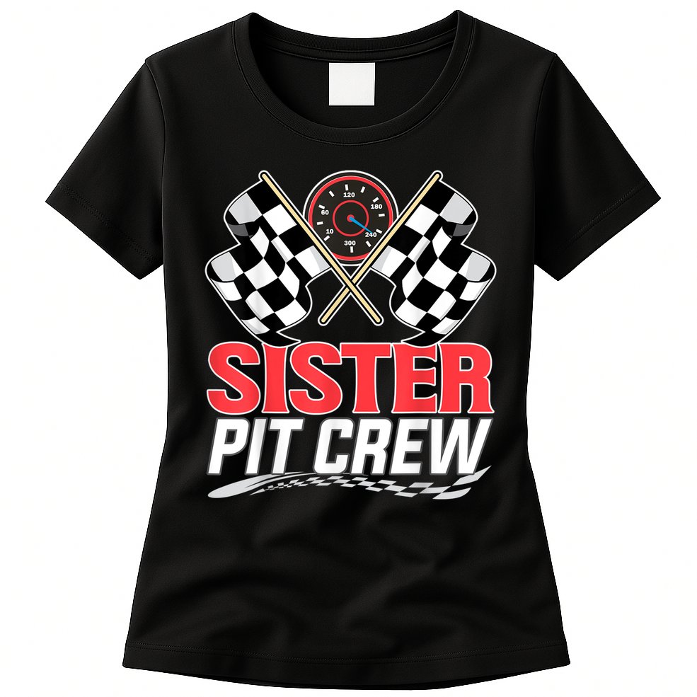 Sister Pit Crew Race Car Birthday Party Racing Family Womens T-Shirt