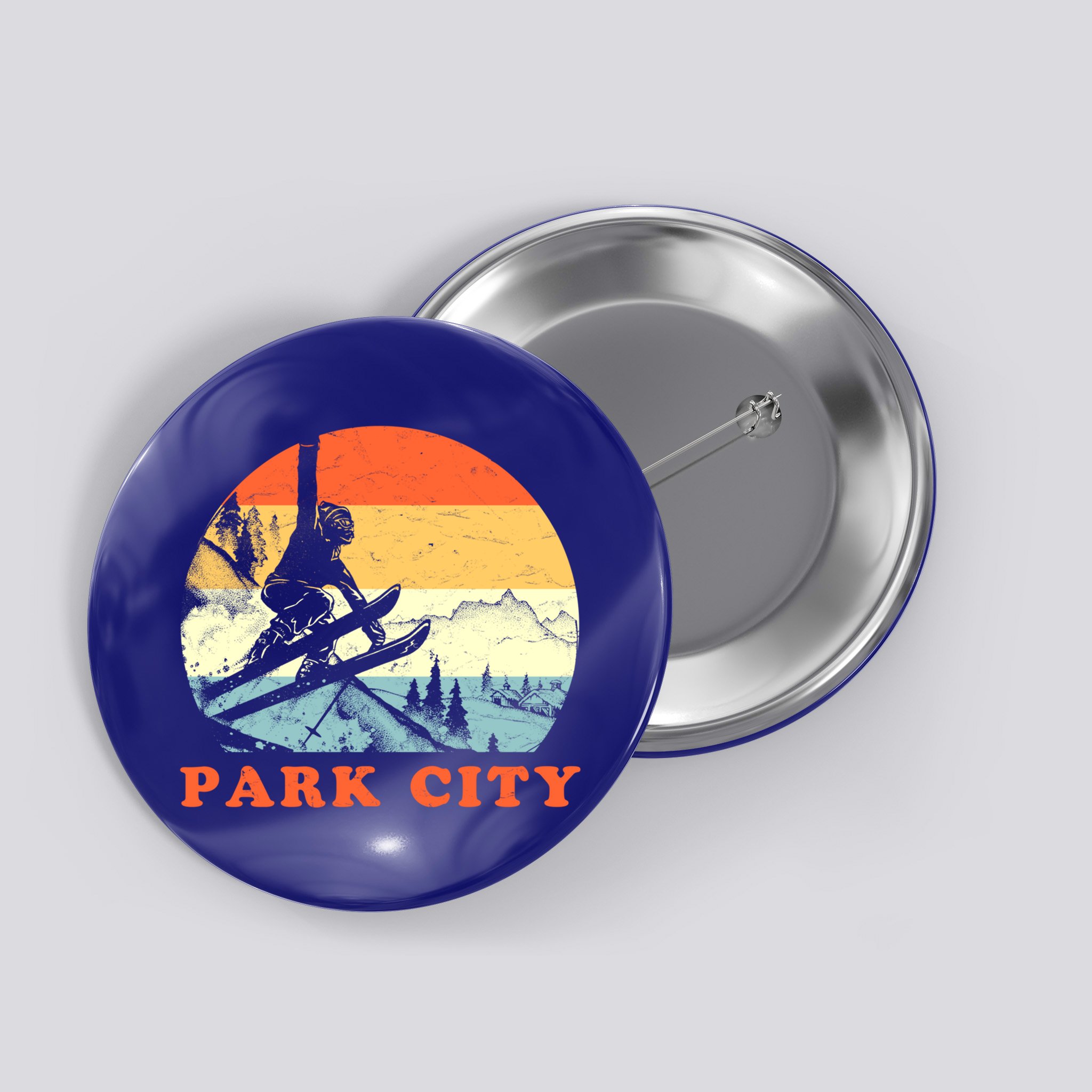 Ski Park City Utah Vintage Snow Skiing Vacation Meaningful Gift Button